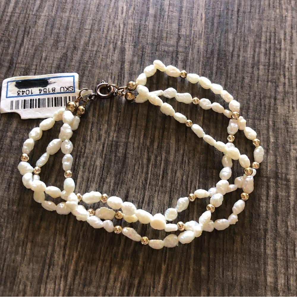 Genuine Freshwater Pearl Bracelet Pretty Vintage Dainty Triple Strand Jewelry - Picture 1 of 6